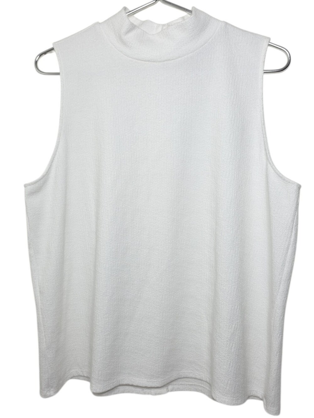 LOFT White Textured Mock Neck Sleeveless Top